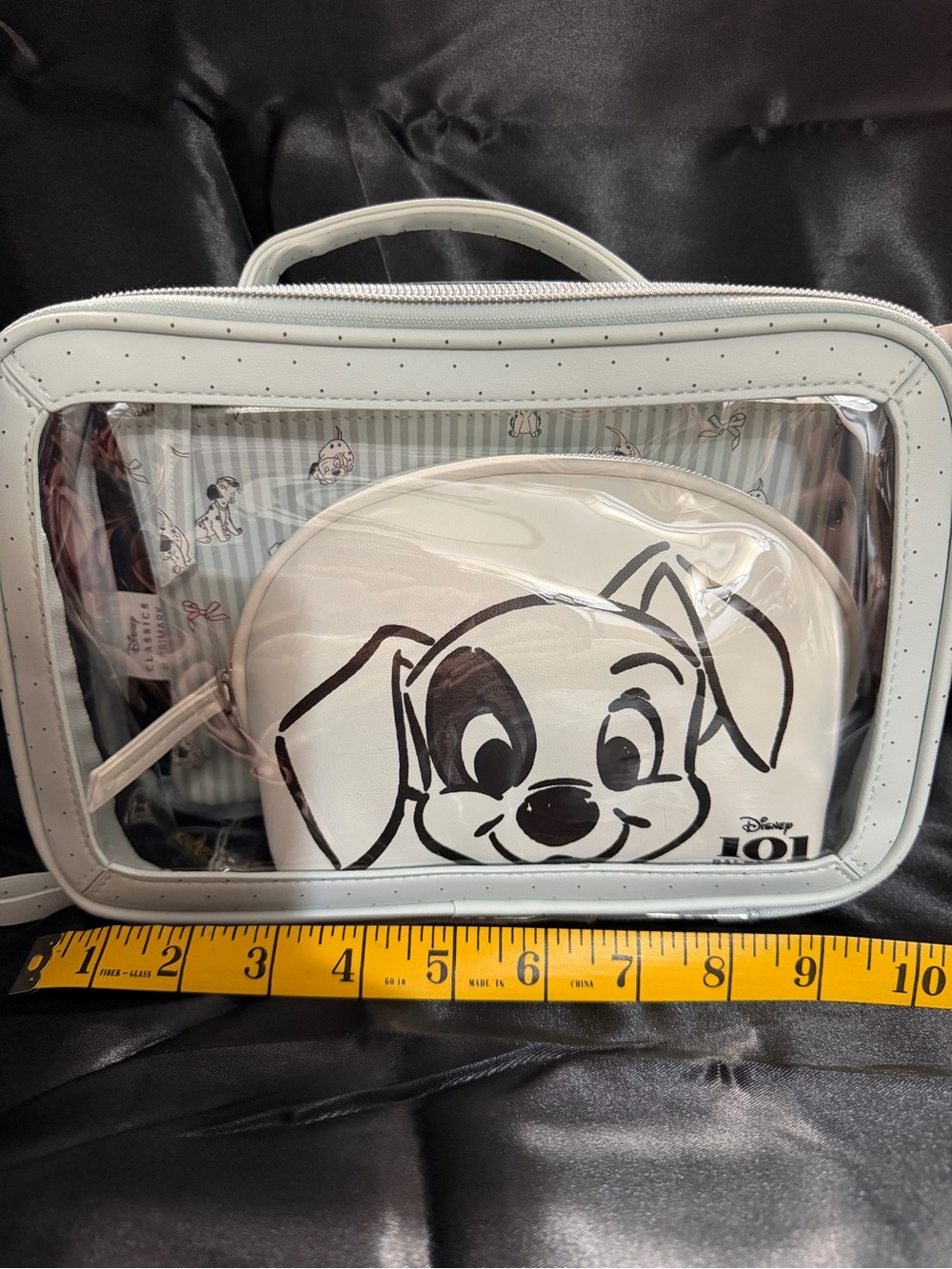 Disney White and Black 101 Dalmatians Clear Travel Cosmetic Bag Set 3-piece